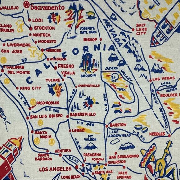 Vintage California State Souvenir Tablecloth Estimate From 1950s - Picture 7 of 7